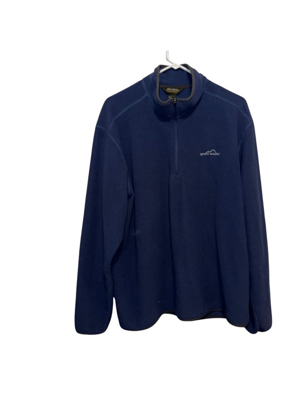 Eddie Bauer Mens Blue 1/4 Zip Pullover Fleece Jacket Size XL Polyester Warm & Li
